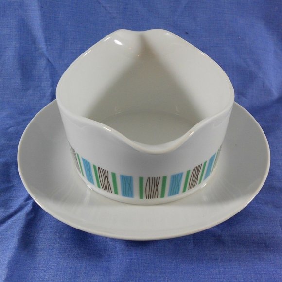 Harmony House Scandia 3907 Japan Gravy Dish Boat w Attached Underplate Vintage - Picture 4 of 9